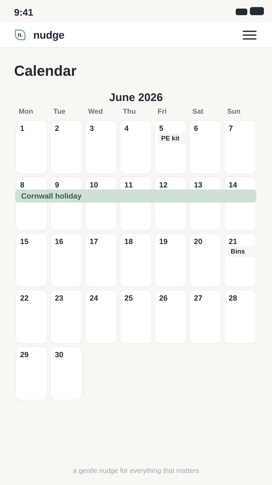 Multi-day plans on the calendar